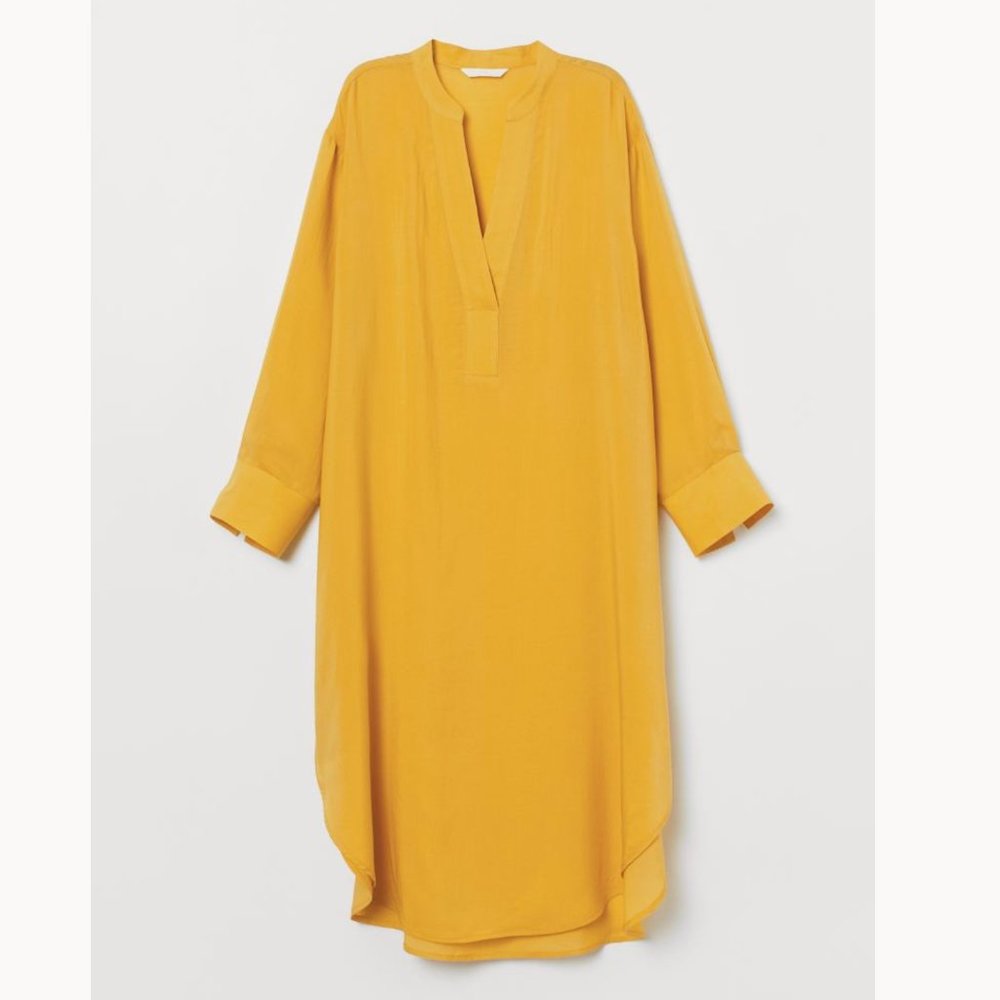 Yellow lyocell-blend dress